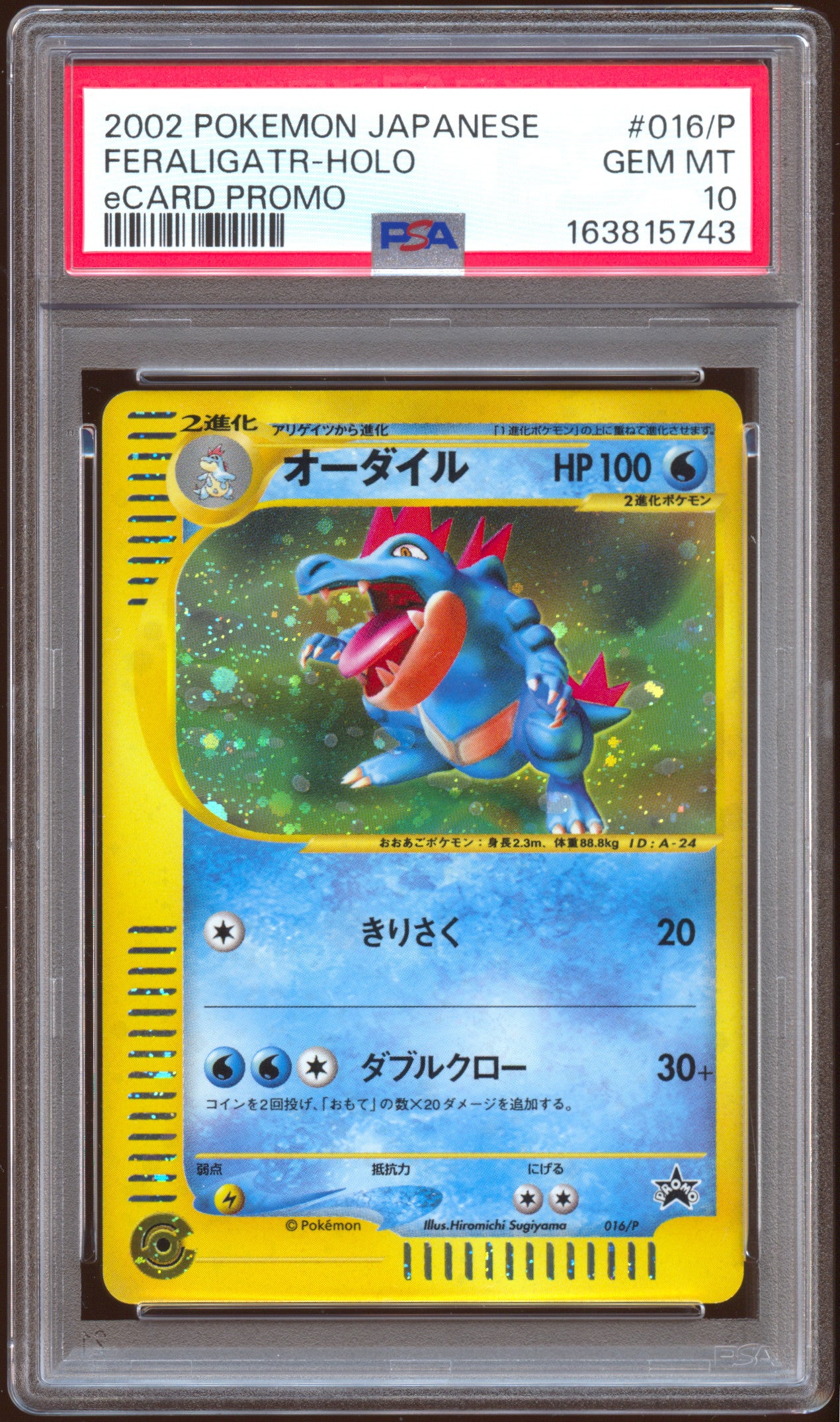 [PSA 10] Feraligatr Holo 016/P - e Starter Triple Get Campaign Lottery Promo (Japanese)